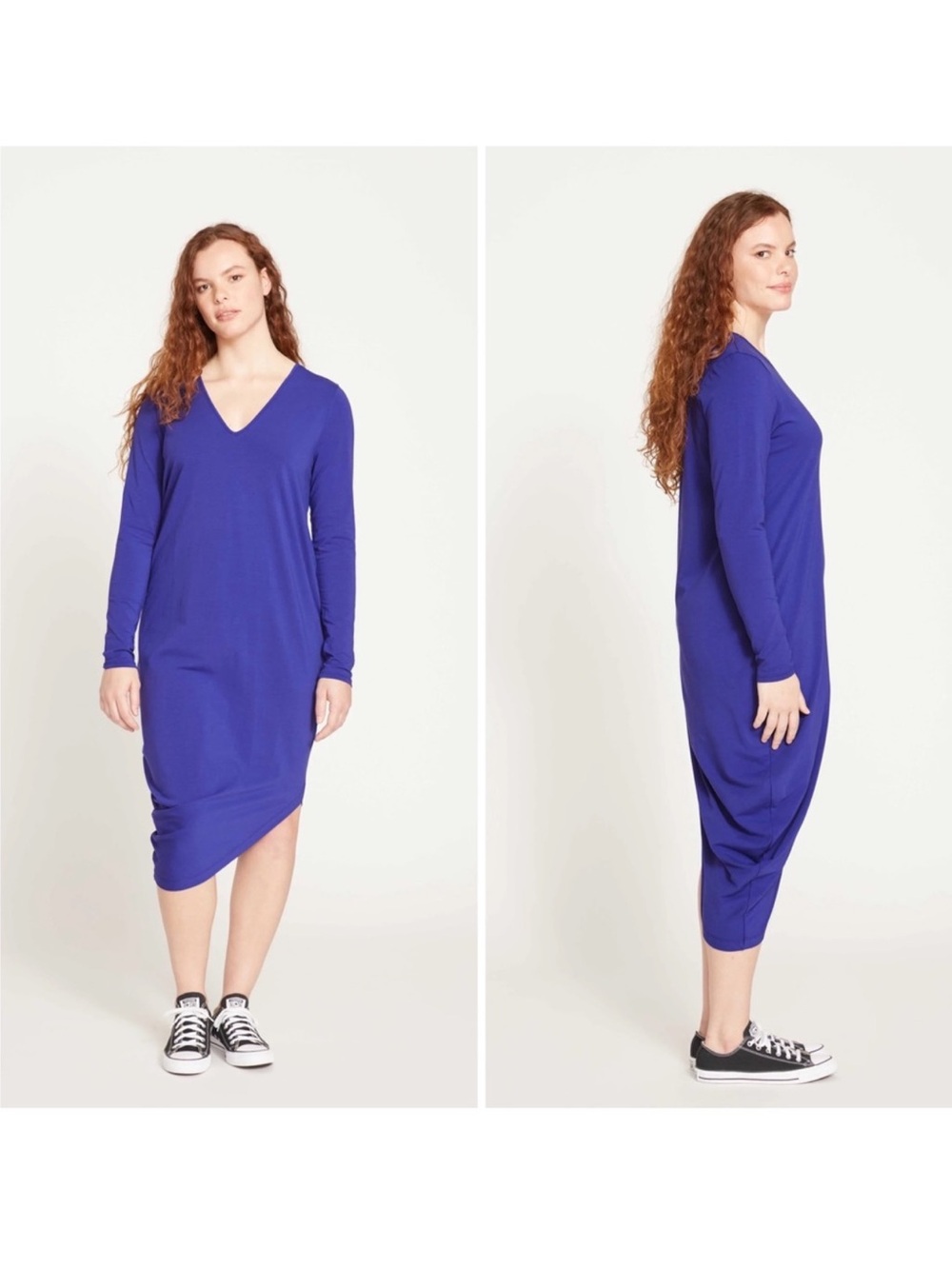 NWT Universal Standard Iconic Long Sleeve V-Neck Geneva Dress Blue size 12